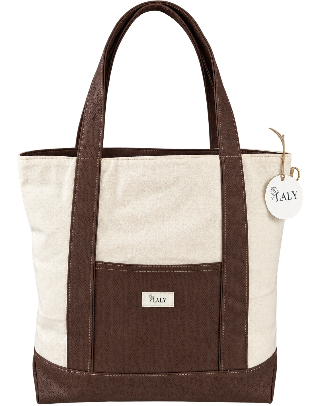 Canva & Faux Leather Tote Bag