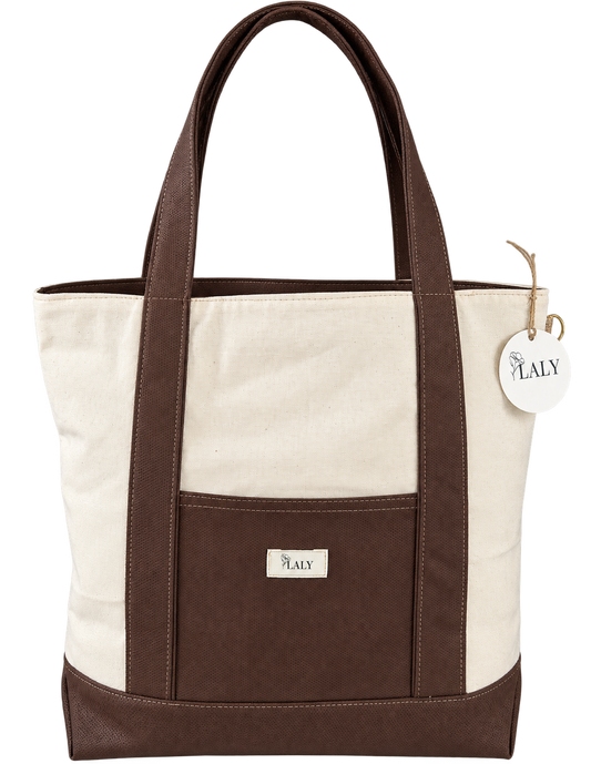 Canva & Faux Leather Tote Bag