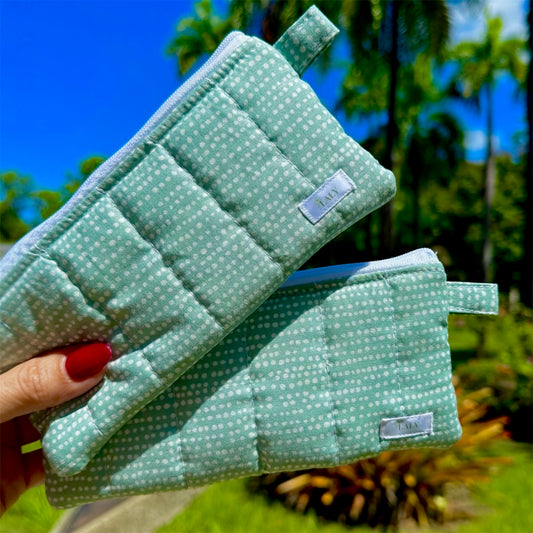 Green Mint Pencil & Glasses Case