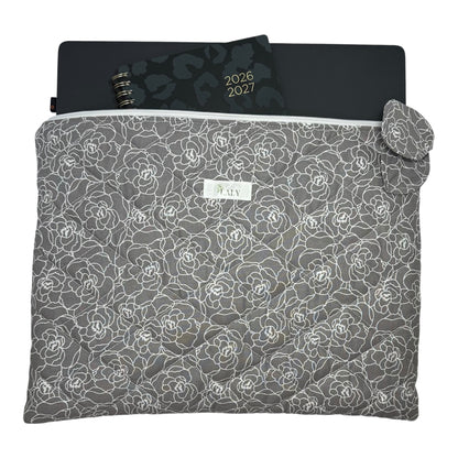 White Flowers Matching - Laptop Sleeve & Pencil/Glasses Case - Special Bundle
