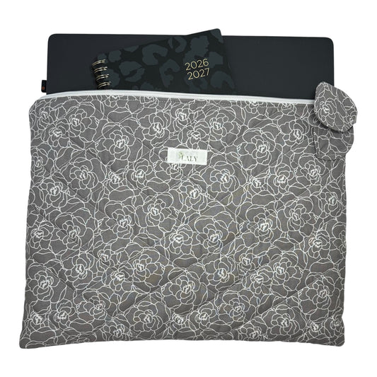 White Flowers Matching - Laptop Sleeve & Pencil/Glasses Case - Special Bundle