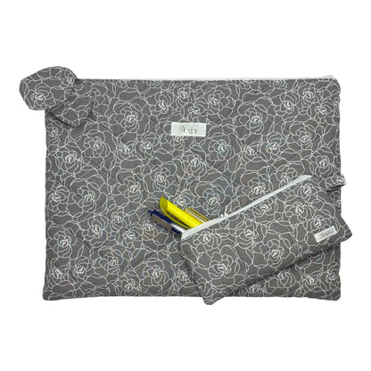 White Flowers Matching - Laptop Sleeve & Pencil/Glasses Case - Special Bundle