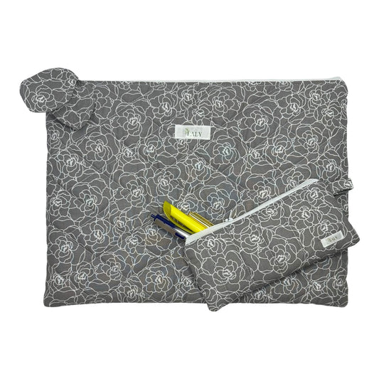 White Flowers Matching - Laptop Sleeve & Pencil/Glasses Case - Special Bundle