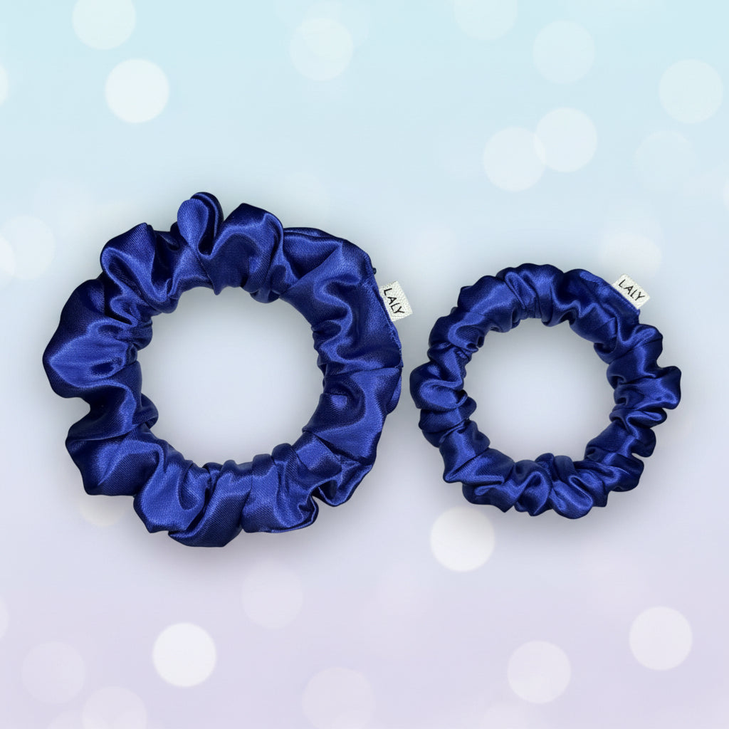 Navy blue - Set of 2 Satin Scrunchies