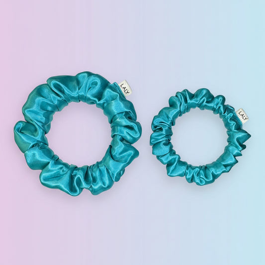 Turquoise - Set of 2 Satin Scrunchies