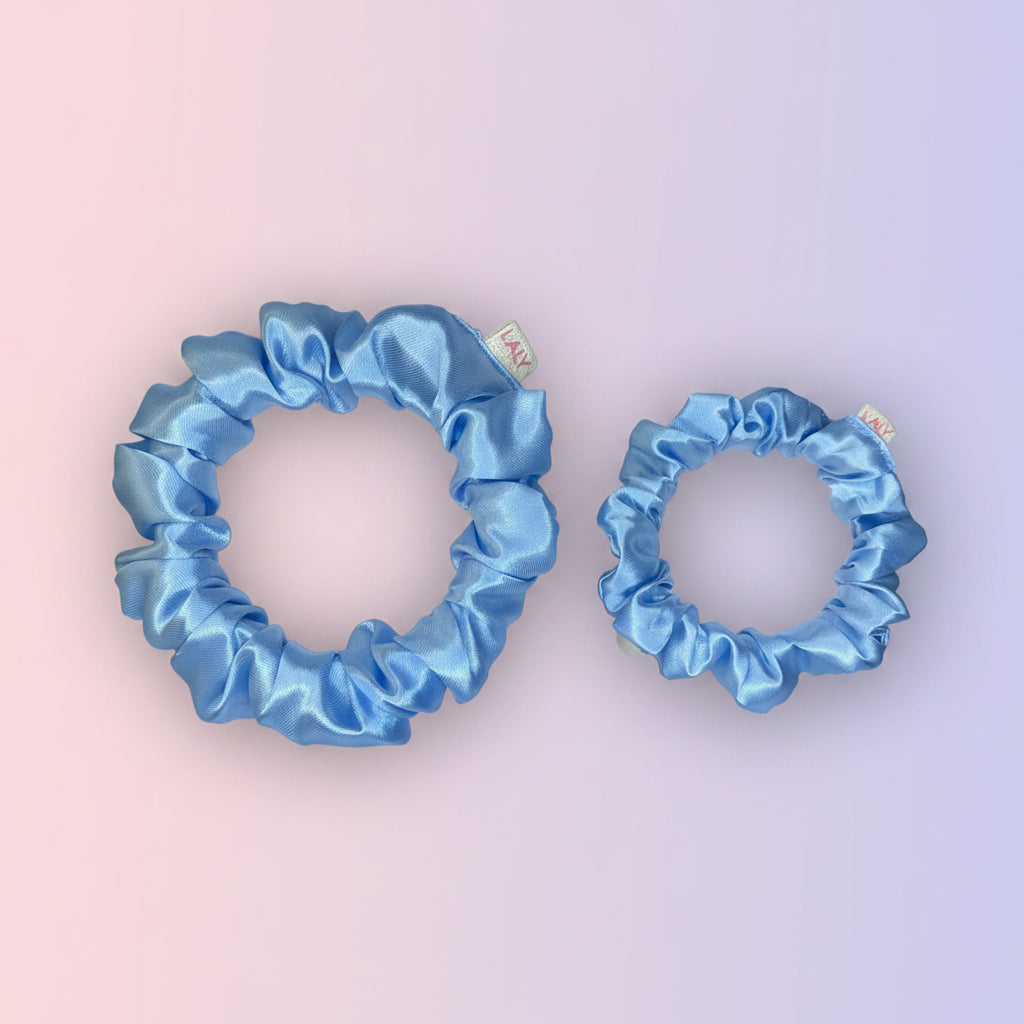 Baby Blue - Set of 2 Satin Scrunchies