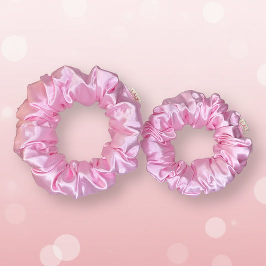Pink - Set of 2 Satin Scrunchies
