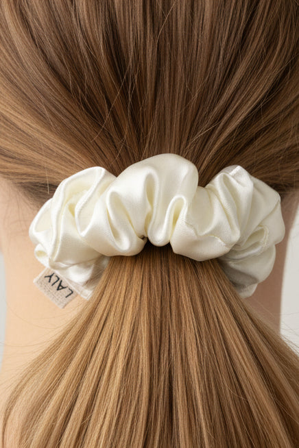 Pearl white - Set of 2 Satin Scrunchies
