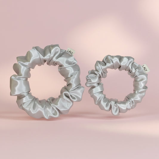 Silver - Set of 2 Satin Scrunchies