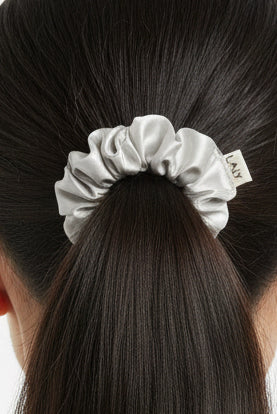Silver - Set of 2 Satin Scrunchies