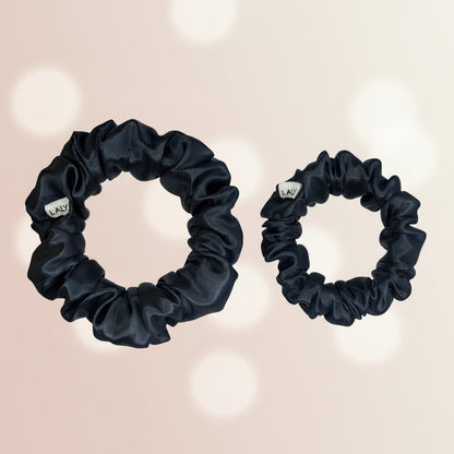 Black - Set of 2 Satin Scrunchies