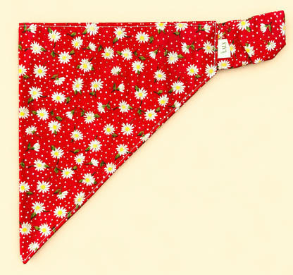 🐶 Scrunchies Pet Bandanas - Tiny Flowers (red)