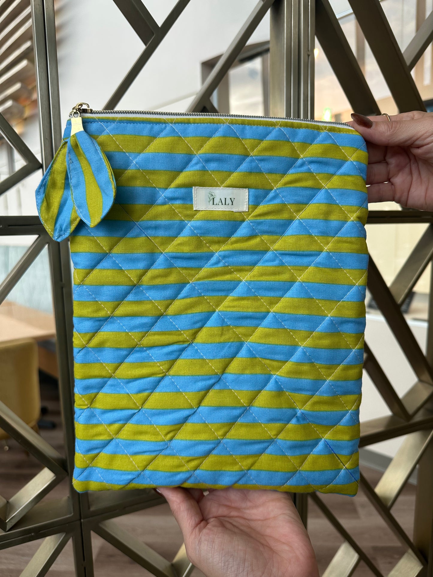 Strip Green & Yellow Tablet/Book Sleeve